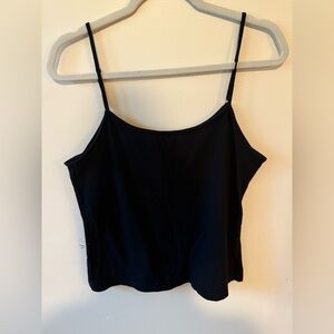 Black Spaghetti Strap Women's Tank Top Cami Size Large 100% Cotton Sleeveless